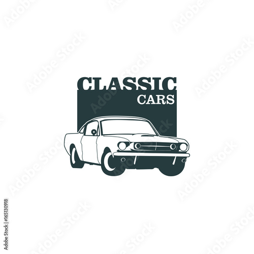 Classic muscle car emblems  high quality retro badge and vintage icon. Design elements for service car repair  restoration and car club  - stock vector