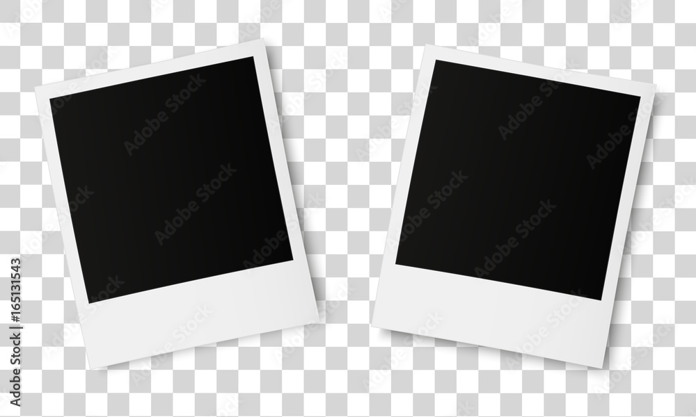 Realistic old photo frames isolated on transparent background.