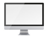 Computer monitor display with blank screen isolated on white background.