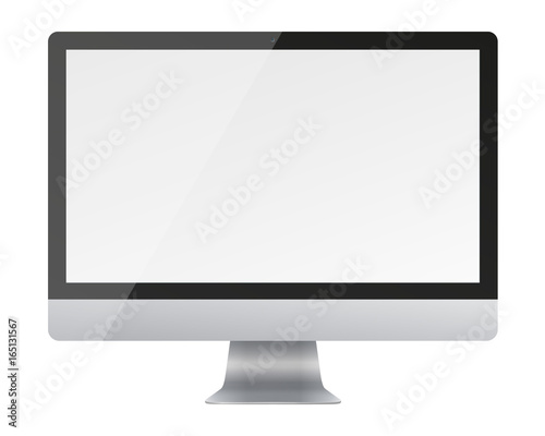 Computer monitor display with blank screen isolated on white background. #165131567