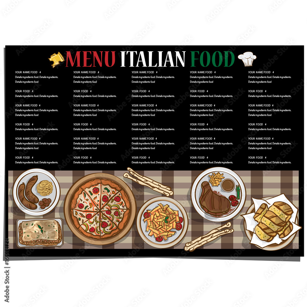 menu italian food restaurant template design hand drawing graphic ...