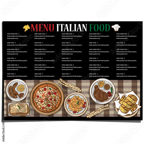 menu italian food restaurant template design hand drawing graphic.