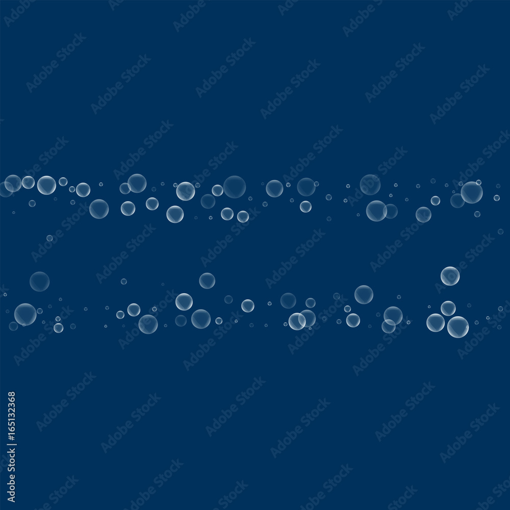 Soap bubbles. Chaotic shape with soap bubbles on deep blue background. Vector illustration.