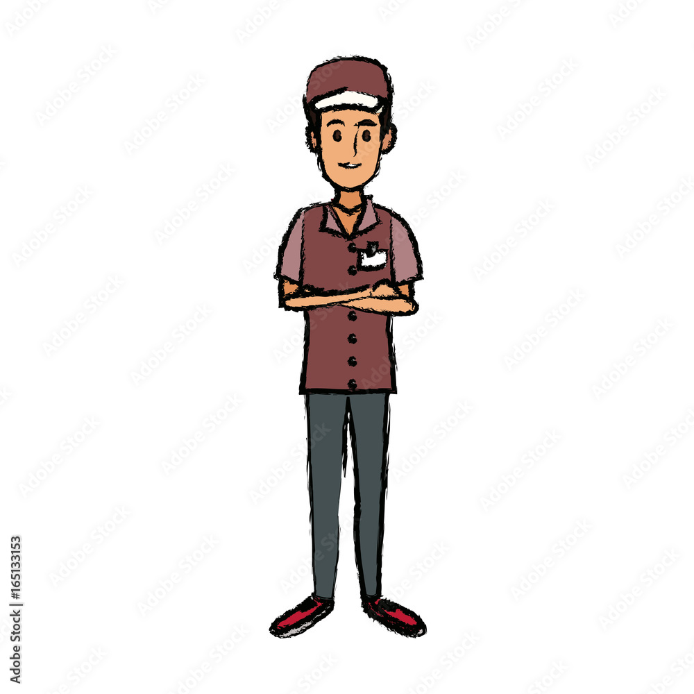 man in uniform of delivery worker standing