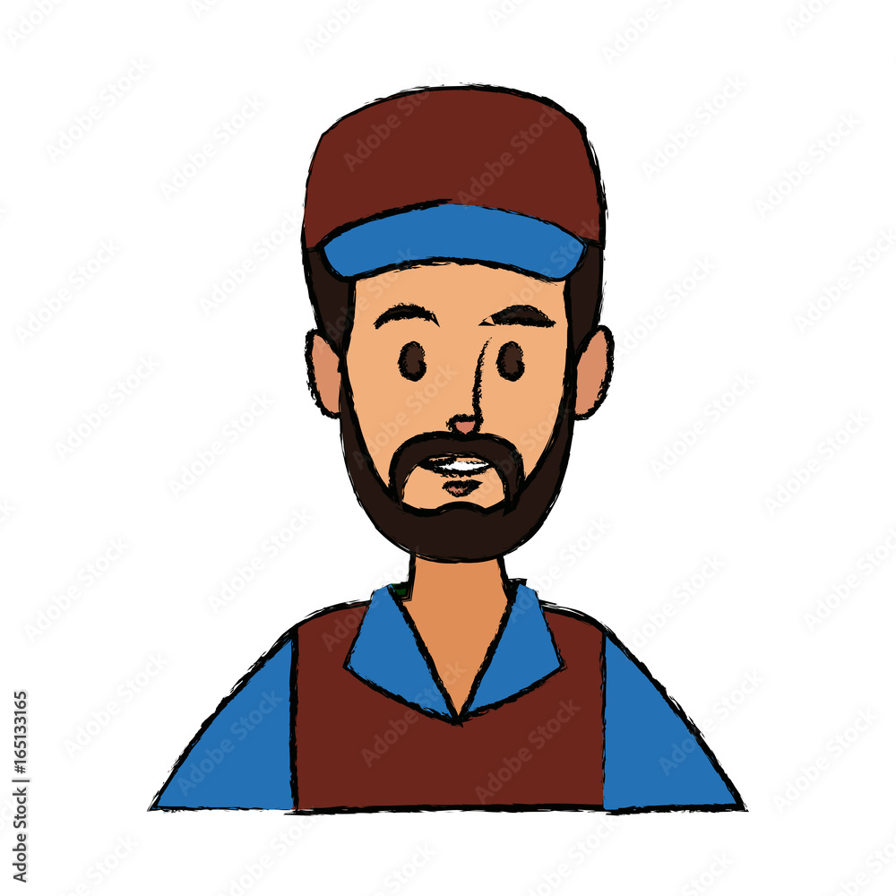 worker portrait of delivery man with cap