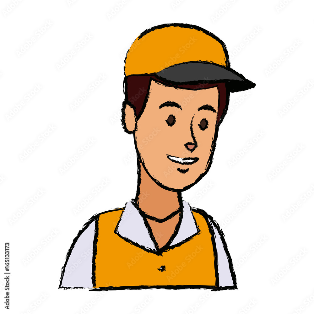 worker portrait of delivery man with cap worker portrait of delivery man with cap