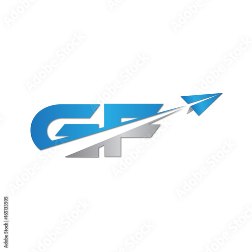 initial letter GF logo origami paper plane