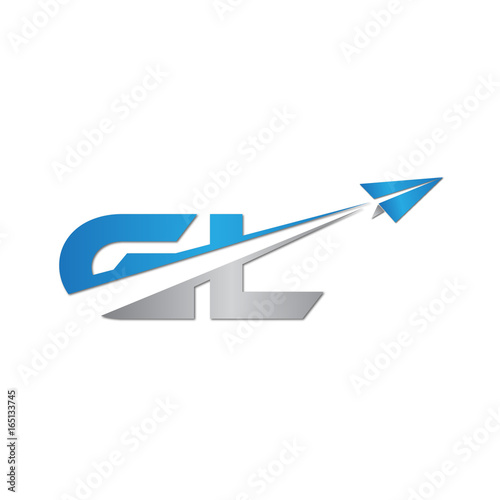 initial letter GL logo origami paper plane