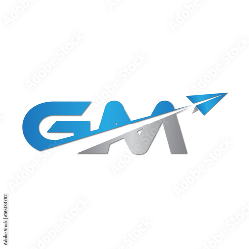 initial letter GM logo origami paper plane