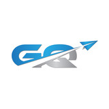 initial letter GQ logo origami paper plane