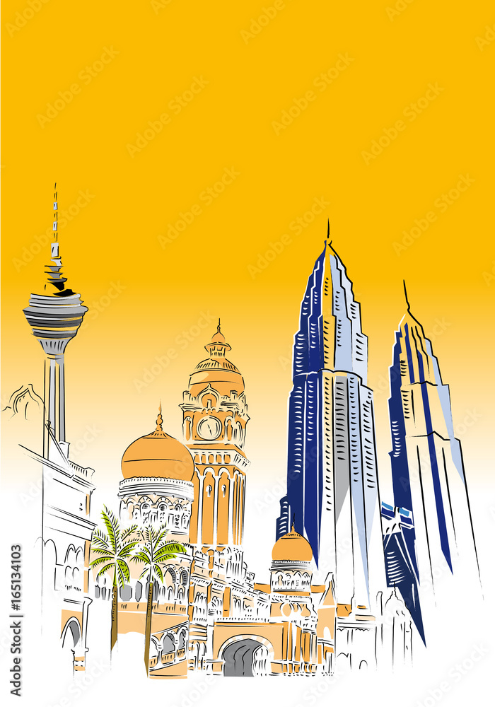 Fototapeta premium Kuala lumpur city skyline and merdeka square