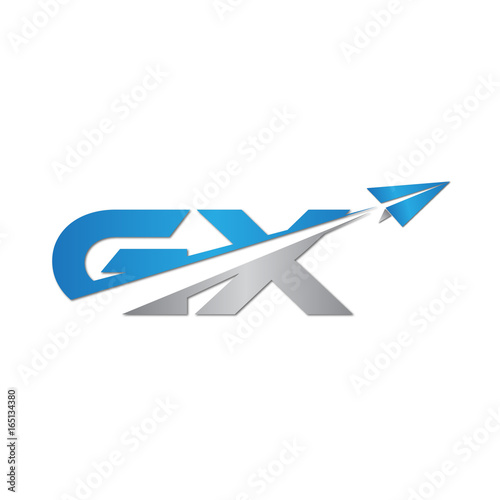 initial letter GX logo origami paper plane