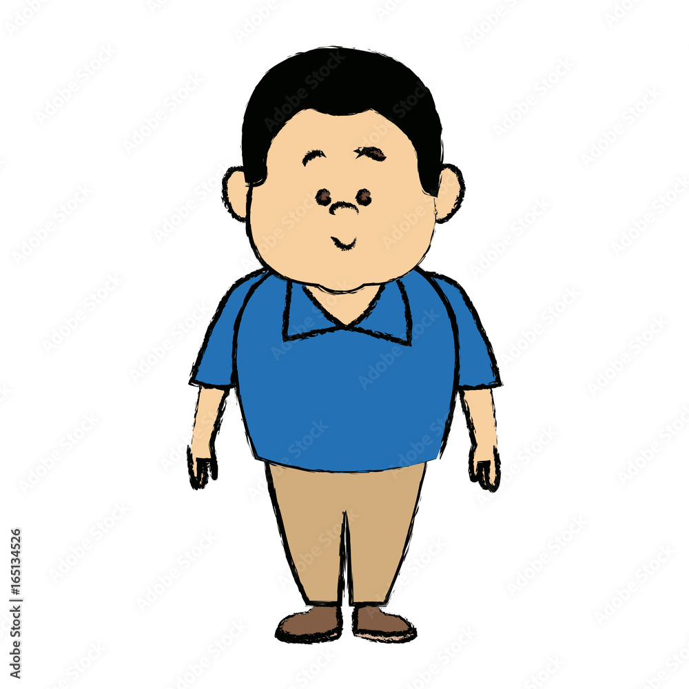 man cartoon standing casual clothes character
