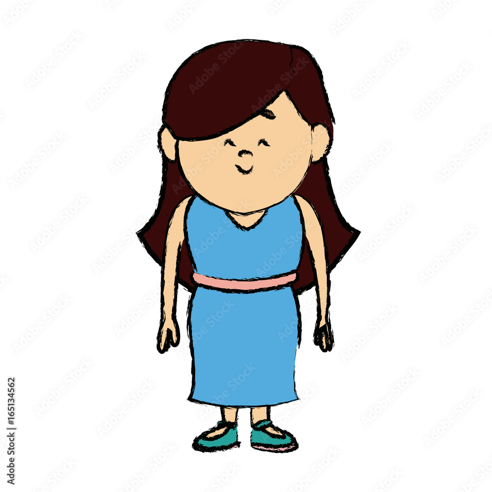 cartoon woman skirt and shirt clothes standing