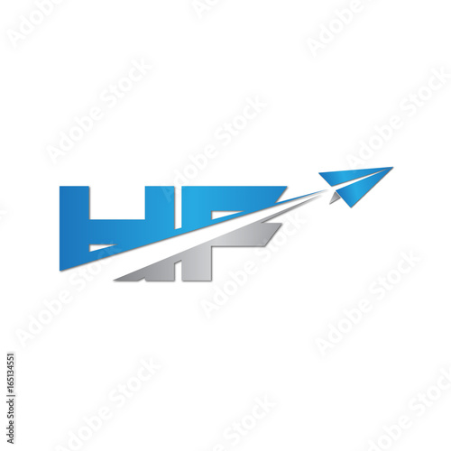 initial letter HF logo origami paper plane