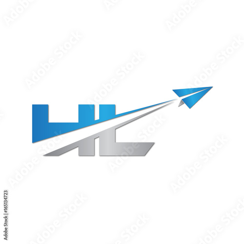 initial letter HL logo origami paper plane