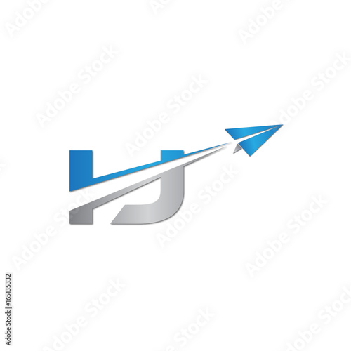 initial letter IJ logo origami paper plane