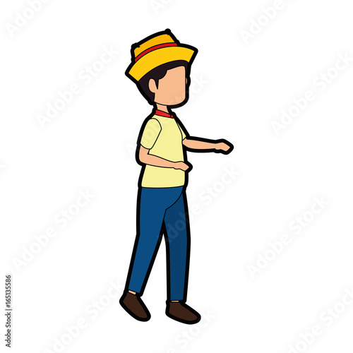 man wearing a typical dress icon over white background colorful design vector illustration © Gstudio