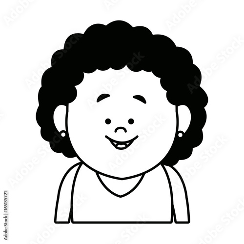 portrait woman female cartoon in monochrome design