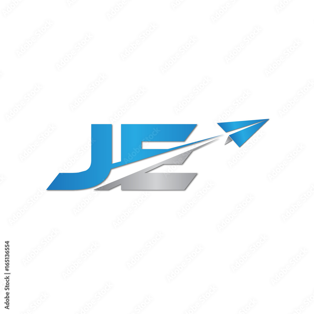 initial letter JE logo origami paper plane initial letter JE logo origami paper plane