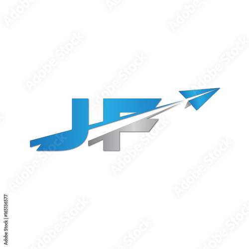 initial letter JF logo origami paper plane