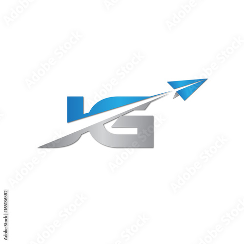 initial letter JG logo origami paper plane