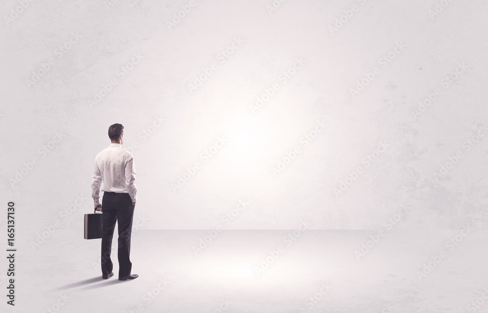 Finance worker standing in pure nothing Finance worker standing in pure nothing