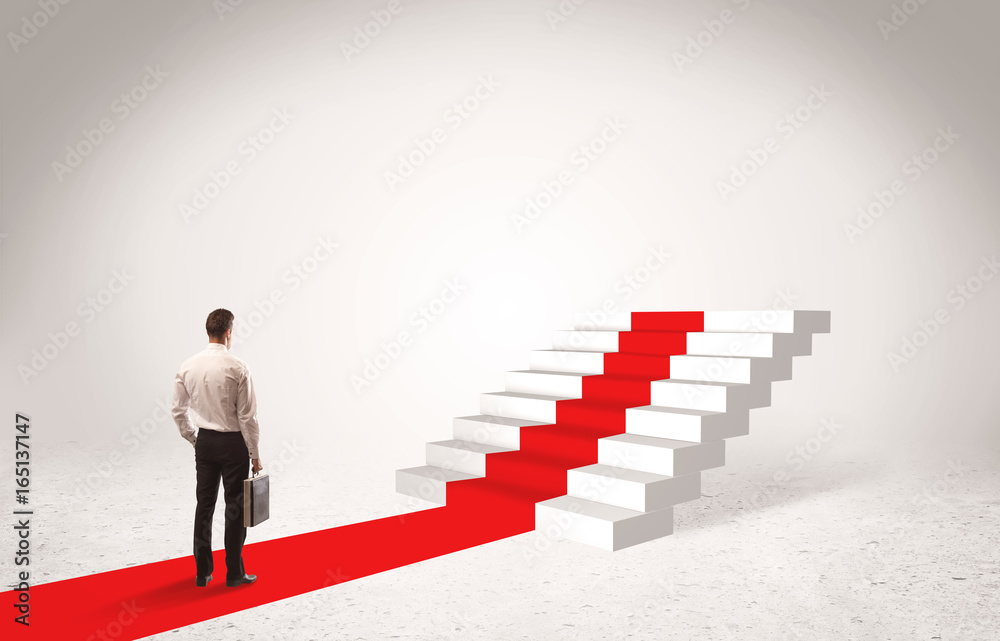 Steps to success concept with businessman Steps to success concept with businessman