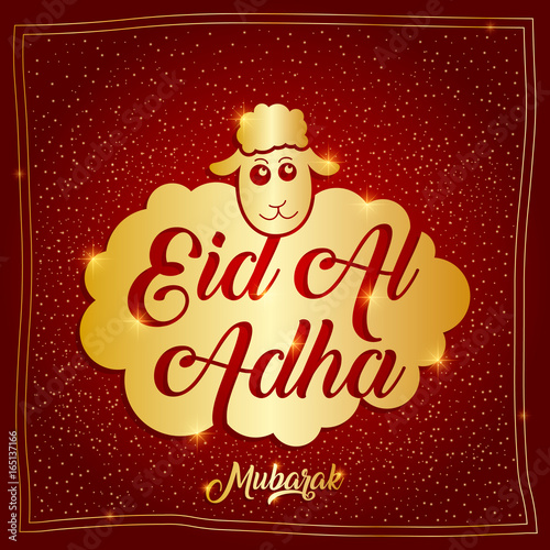 islamic festival of sacrifice, eid-al-adha mubarak greeting card vector illustration © cylnone