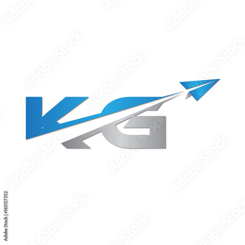 initial letter KG logo origami paper plane