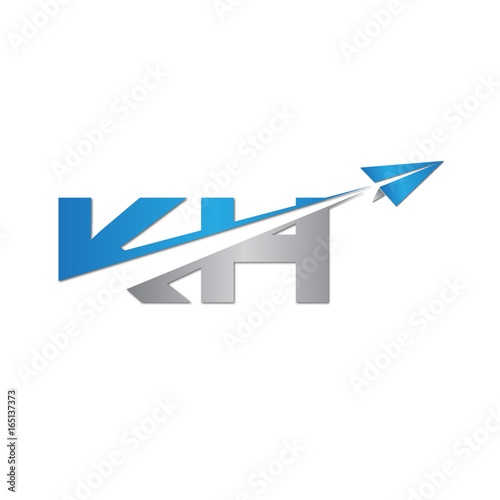 initial letter KH logo origami paper plane