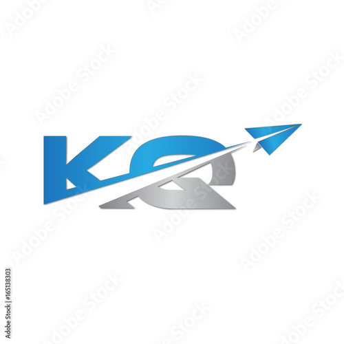 initial letter KQ logo origami paper plane