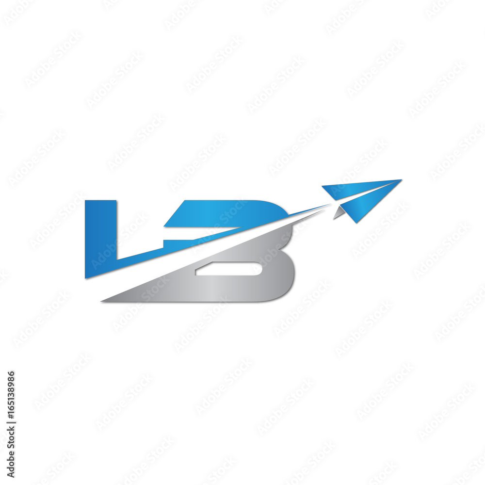 initial letter LB logo origami paper plane