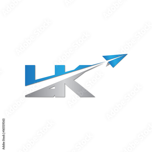initial letter LK logo origami paper plane