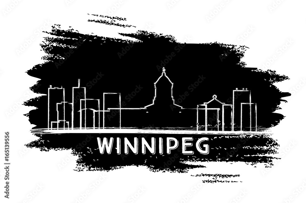 Winnipeg Canada Skyline Silhouette. Hand Drawn Sketch.
