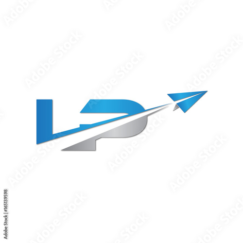 initial letter LP logo origami paper plane