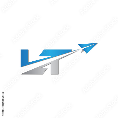 Free Download initial letter LT logo origami paper plane - GFXLoad