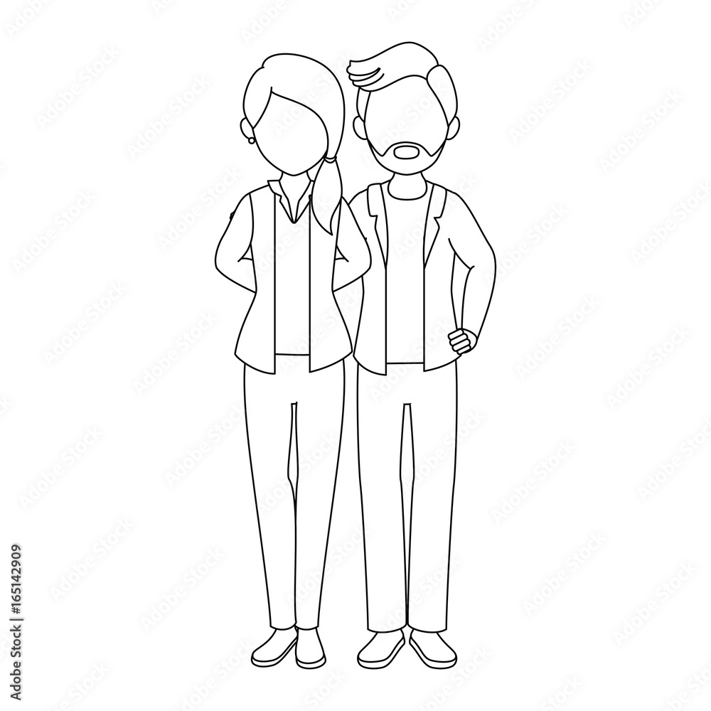 avatar couple with casual clothes icon over white background vector illustration avatar couple with casual clothes icon over white background vector illustration