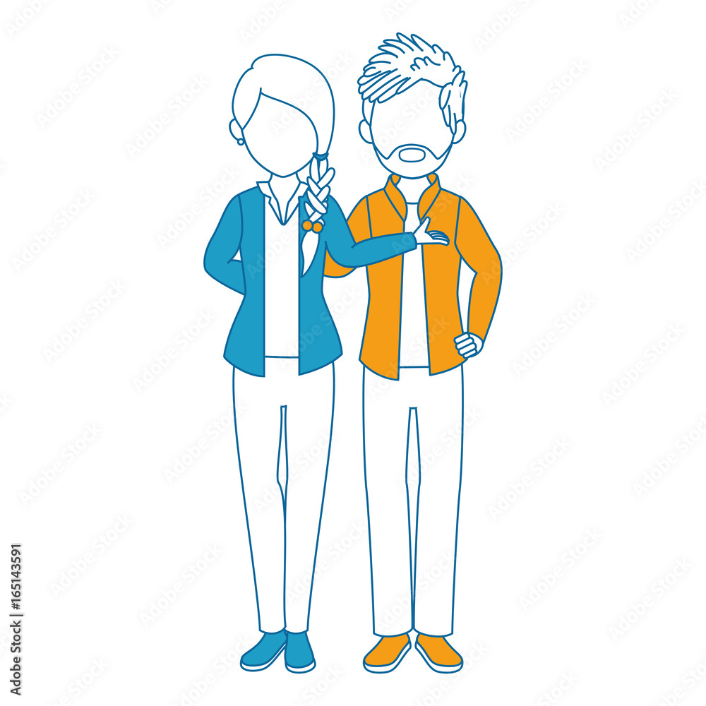 avatar couple with casual clothes icon over white background colorful design vector illustration avatar couple with casual clothes icon over white background colorful design vector illustration