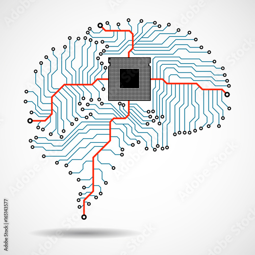 Abstract technological brain. Cpu. Circuit board. Vector