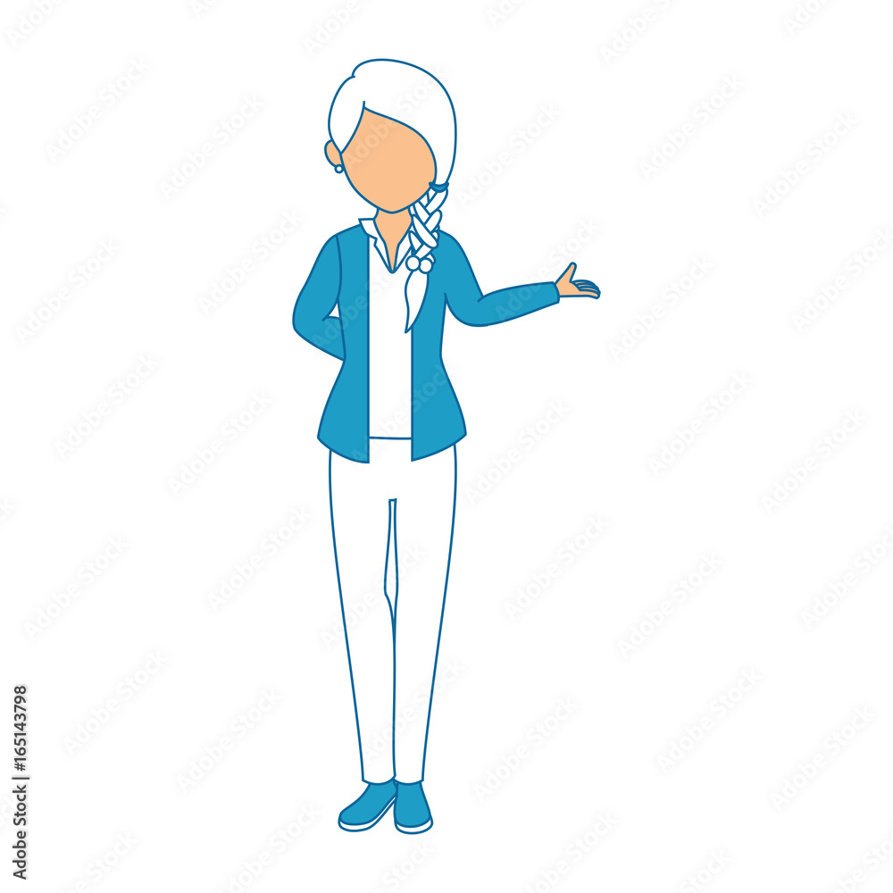 avatar woman standing and wearing casual clothes icon over white background colorful design  vector illustration