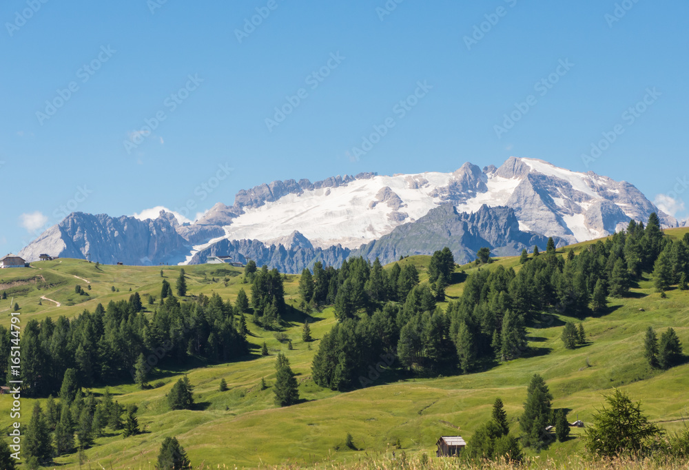 Landscape on the Marmolada during summer. Melting glaciers