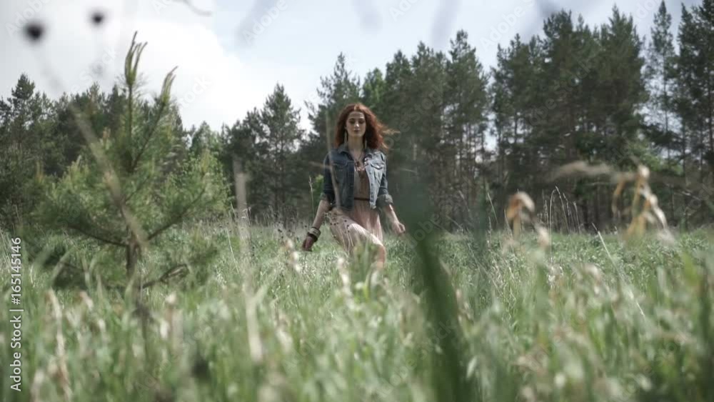 Face of hippie woman in field Face of hippie woman in field