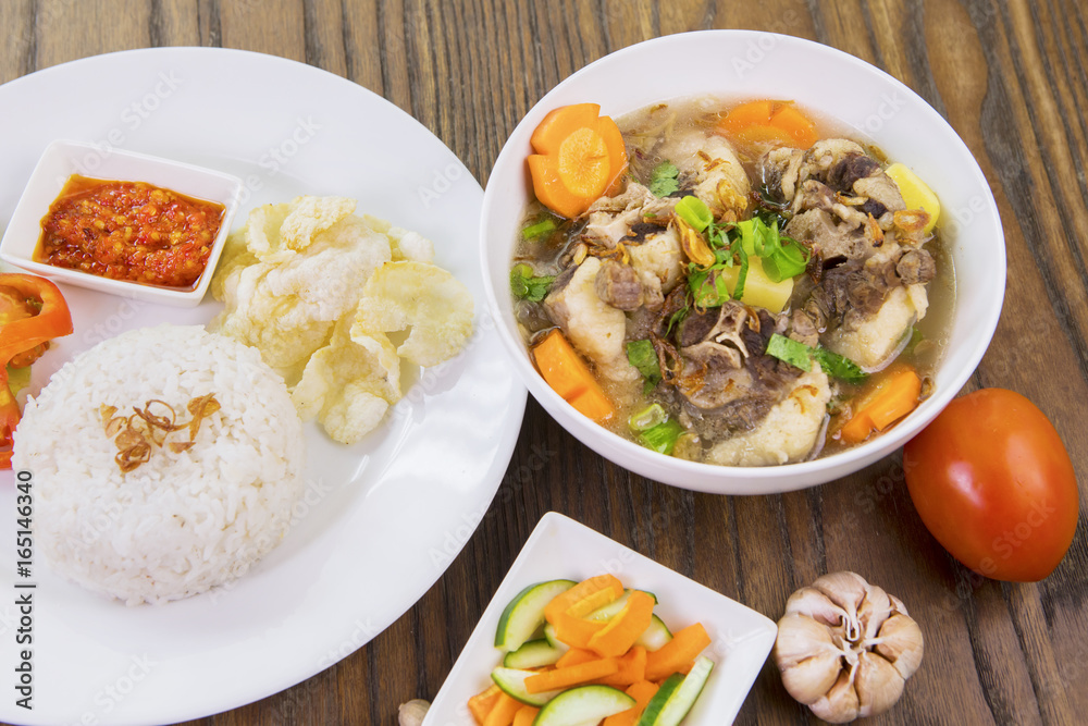 Tasty oxtail soup and rice Tasty oxtail soup and rice