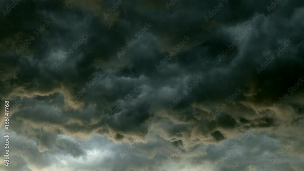 Amazing, threatening storm clouds sweeping overhead, time lapse view.
