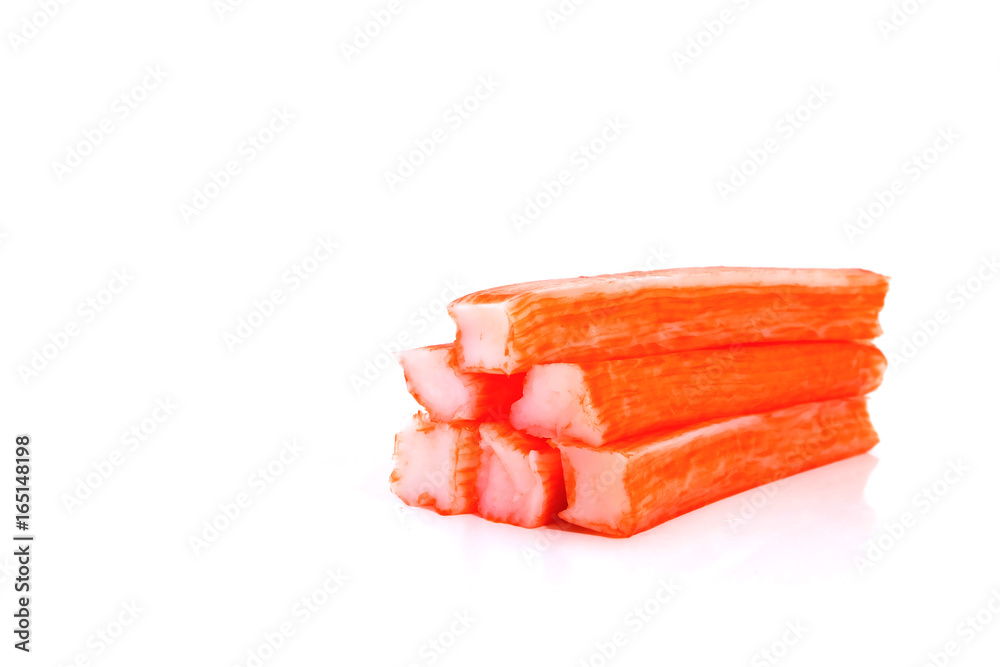 crab sticks on white background crab sticks on white background