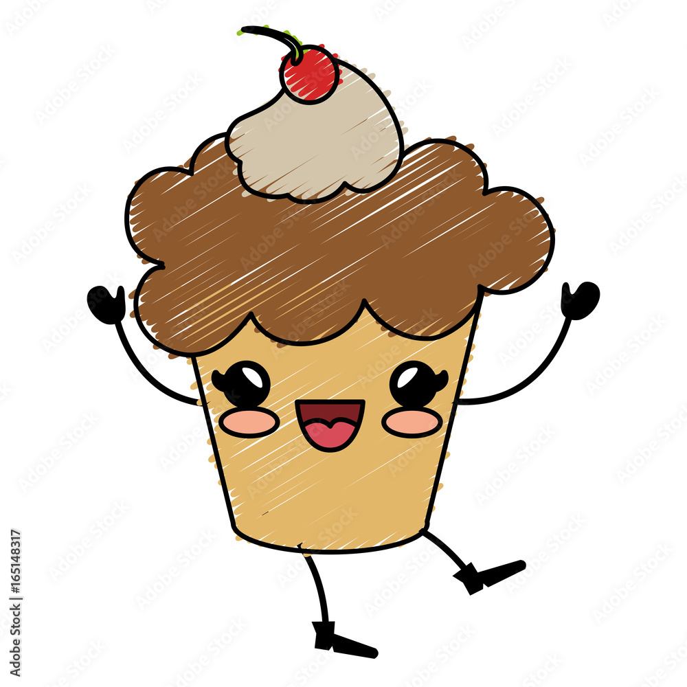 delicious cupcake with cherry kawaii character vector illustration design delicious cupcake with cherry kawaii character vector illustration design