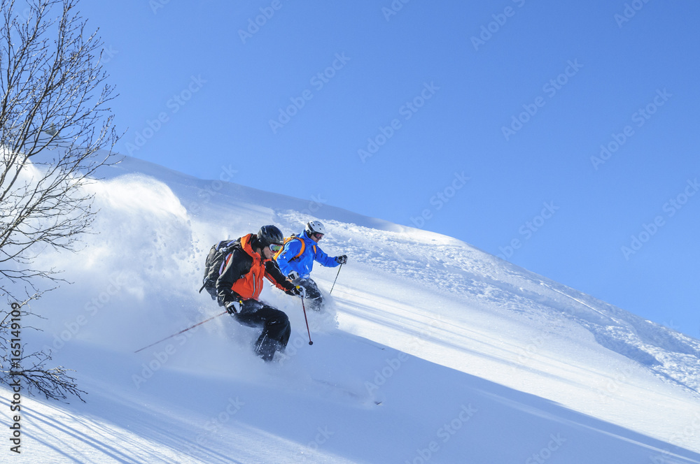 herrliche Tiefschneeabfahrt im Pulverschnee