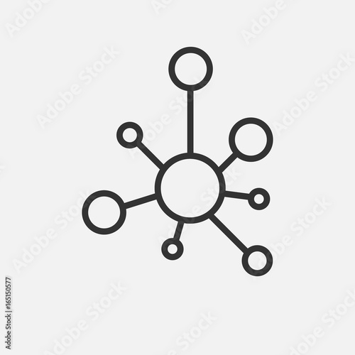 Connection icon. Hub network connection isolated on grey background. Vector illustration.