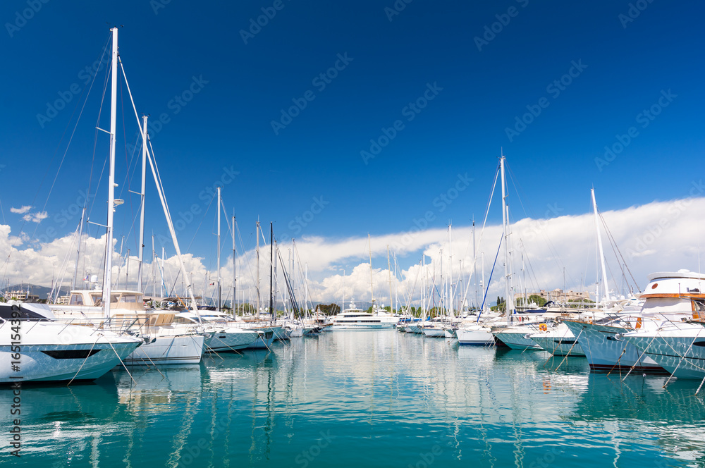 luxury marina in Antibes on french riviera, south France